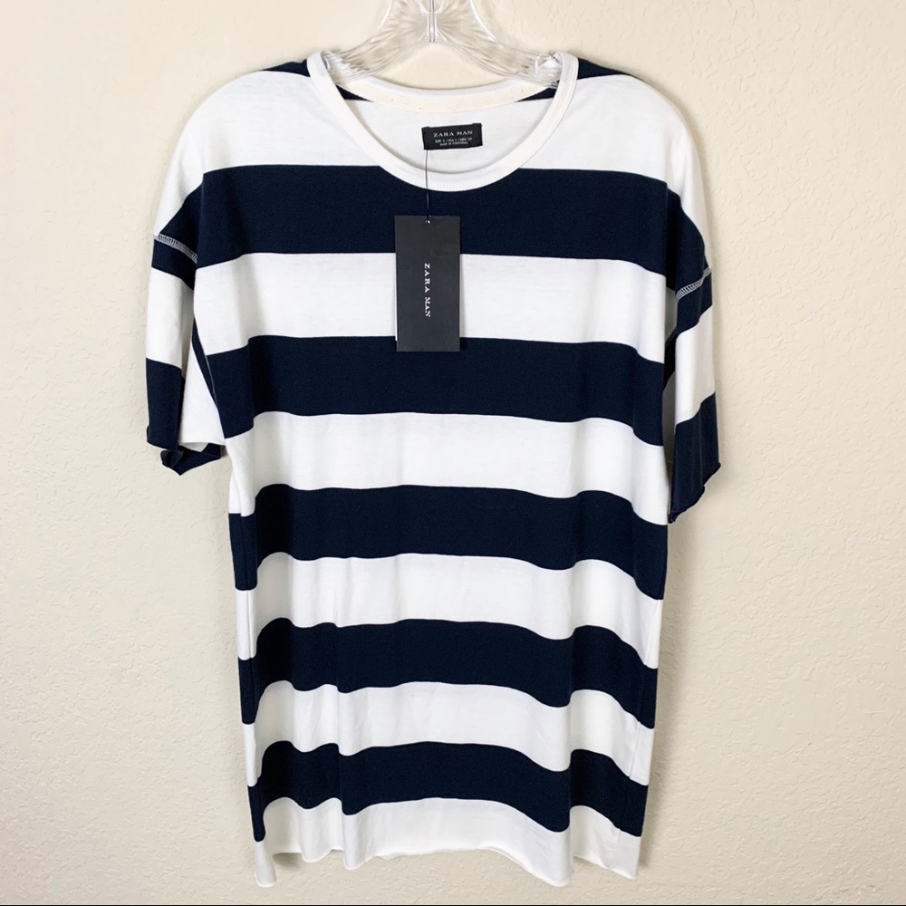 Zara Men t-shirt (white with navy blue stripes)